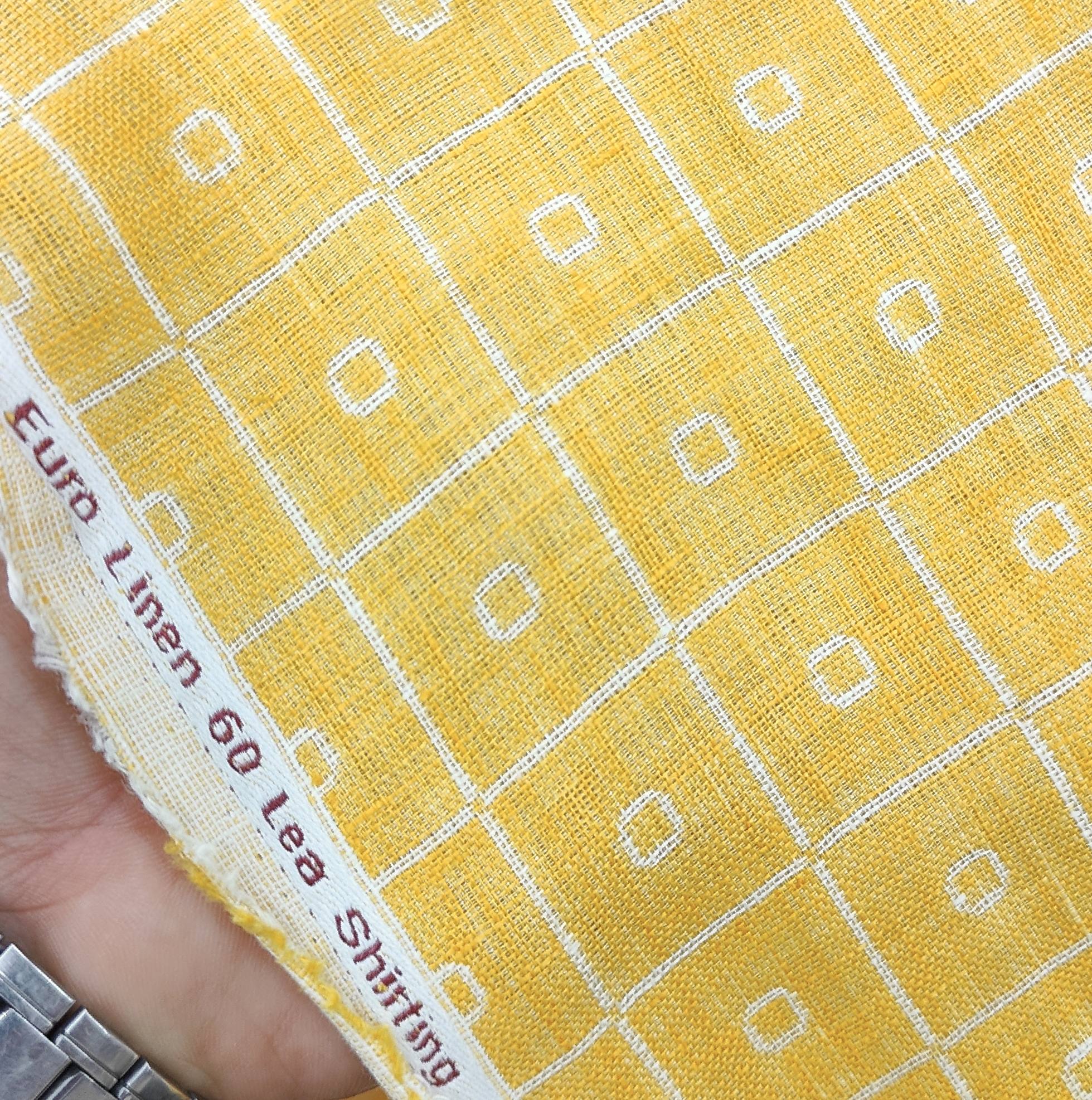 Solino 60 LEA Pure Linen Butta Shirt Fabric Colour Mango Yellow
